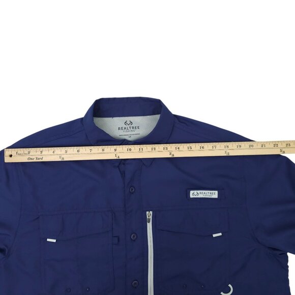 Realtree Fishing Shirt Men L Performance Vented Back Flap Pockets Long Sleeve - Picture 5 of 16